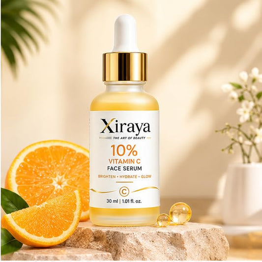 Xiraya 10% Vitamin C Face Serum for Brightening Dull-Looking Skin, Radiance & Glow Support, Helps Improve Skin Tone Appearance, Lightweight Daily Hydrating Serum, 30 ml