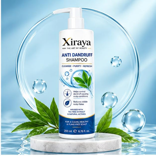 Xiraya Anti Dandruff Shampoo 200 ml with Tea Tree Extract & Natural Actives, Scalp Cleansing Shampoo for Dandruff and Visible Flake Care, Clean & Refreshing Hair Care