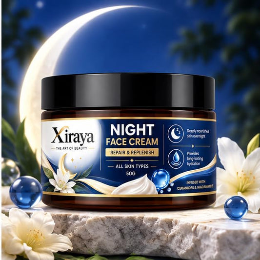 Xiraya Night Face Cream with Ceramides & Niacinamide, Overnight Moisturizer for Deep Nourishment, Long-Lasting Hydration, Supports Soft Smooth Complexion, All Types, 50g