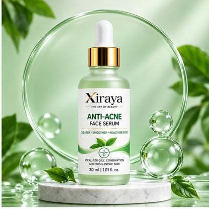 Xiraya Anti-Acne Face Serum for Oily, Combination & Blemish-Prone Skin, Lightweight Fast-Absorbing Formula, Helps Improve Skin Clarity & Texture, 30 ml