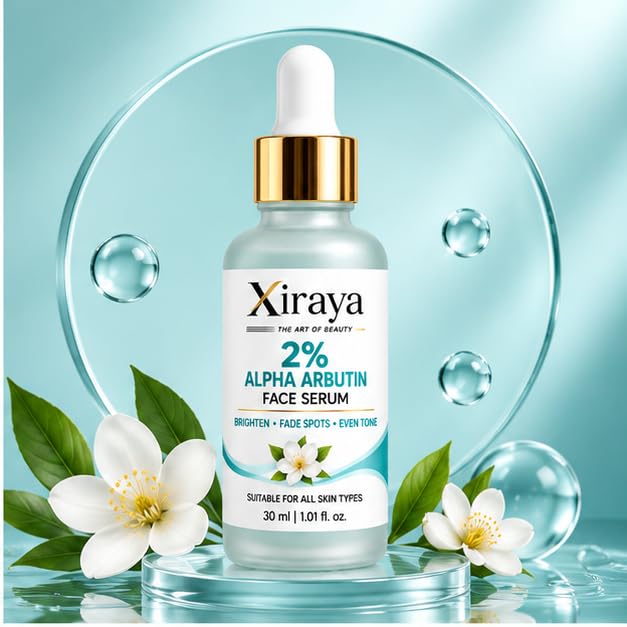 Xiraya 2% Alpha Arbutin Face Serum for Brighter Even Looking Skin, Dark Spot Appearance Care, Lightweight Daily Brightening Serum, Fast Absorbing Non Greasy Formula, 30 ml Skin