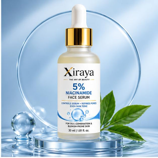 Xiraya 5% Niacinamide Face Serum for Oily, Combination & Blemish-Prone Skin, Helps Minimize Enlarged Pore Appearance, Controls Excess Sebum, Evens Skin Tone, 30 ml