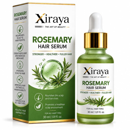 Xiraya Rosemary Hair Serum for All Hair Types, Scalp & Hair Root Nourishment, Helps Reduce Breakage, Hydrates Scalp & Hair, Supports Hair Softness & Manageability, 30 ml