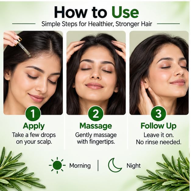 Xiraya Rosemary Hair Serum for All Hair Types, Scalp & Hair Root Nourishment, Helps Reduce Breakage, Hydrates Scalp & Hair, Supports Hair Softness & Manageability, 30 ml