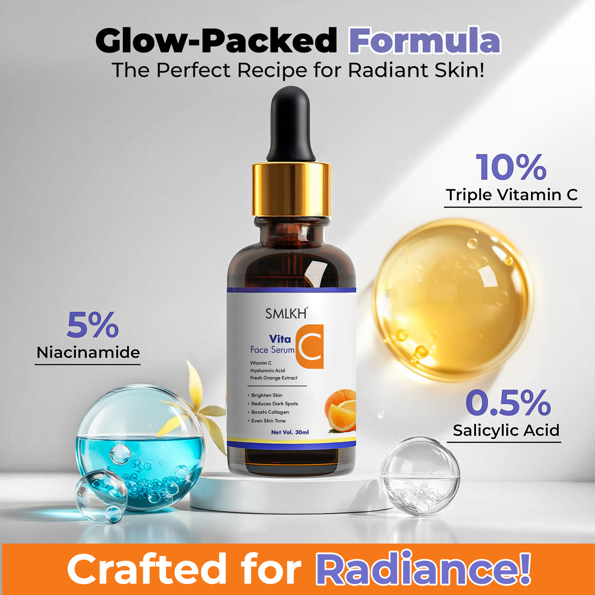 10% Vitamin C Serum for Dark Spots Corrector 30ml Pack Of-1