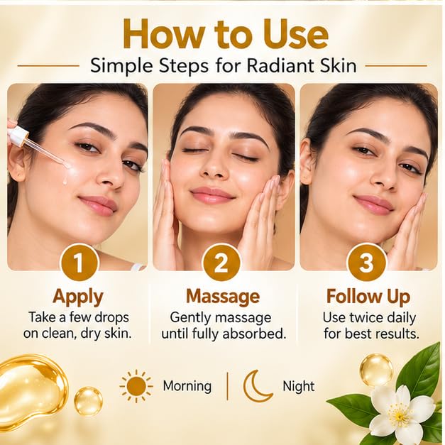 Xiraya Skin Brightening Face Serum for Radiant Even-Looking Skin, Helps Reduce Appearance of Dark Spots, Daily Glow & Luminosity Serum, Suitable for All Skin Types, 30 ml