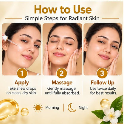 Xiraya Skin Brightening Face Serum for Radiant Even-Looking Skin, Helps Reduce Appearance of Dark Spots, Daily Glow & Luminosity Serum, Suitable for All Skin Types, 30 ml