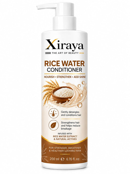 Xiraya Rice Water Conditioner 200 ml for Hair Nourish Strengthen and Shine Rice Water Extract Conditioner for Smooth Detangled Hair Helps Reduce Breakage for Healthier Looking Hair
