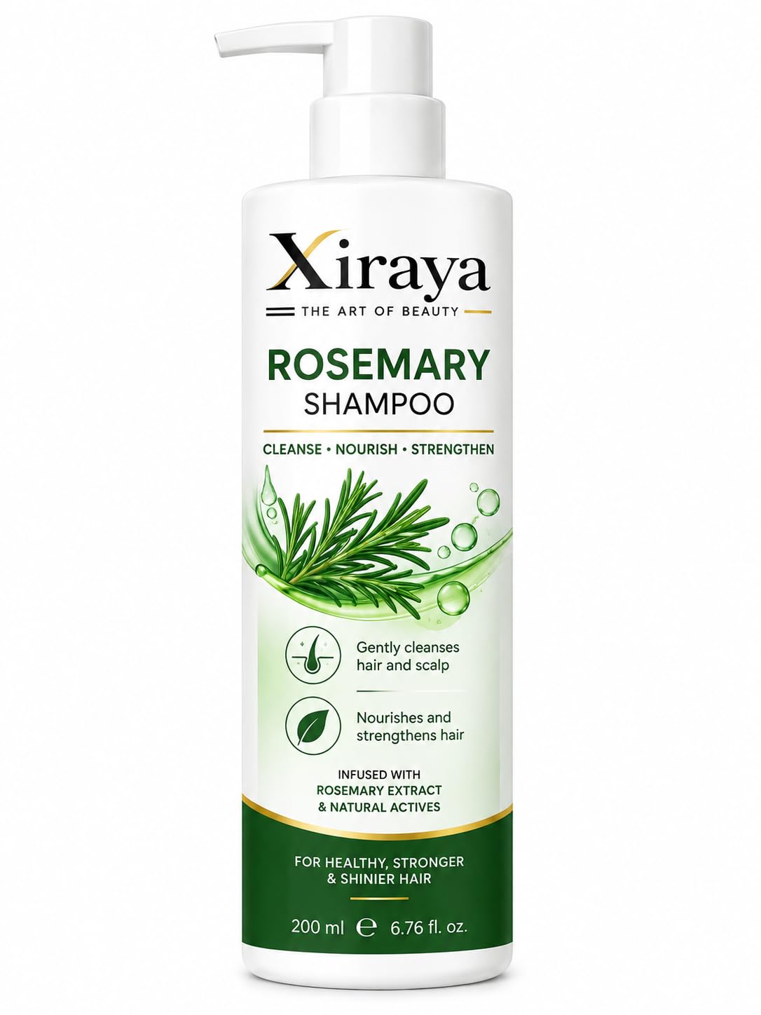 Xiraya Rosemary Shampoo 200 ml with Rosemary Extract & Natural Actives for Hair and Scalp, Nourishing Strengthening Shampoo for Healthy, Stronger & Shinier-Looking Hair