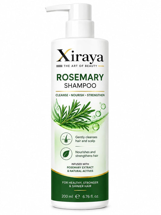 Xiraya Rosemary Shampoo 200 ml with Rosemary Extract & Natural Actives for Hair and Scalp, Nourishing Strengthening Shampoo for Healthy, Stronger & Shinier-Looking Hair