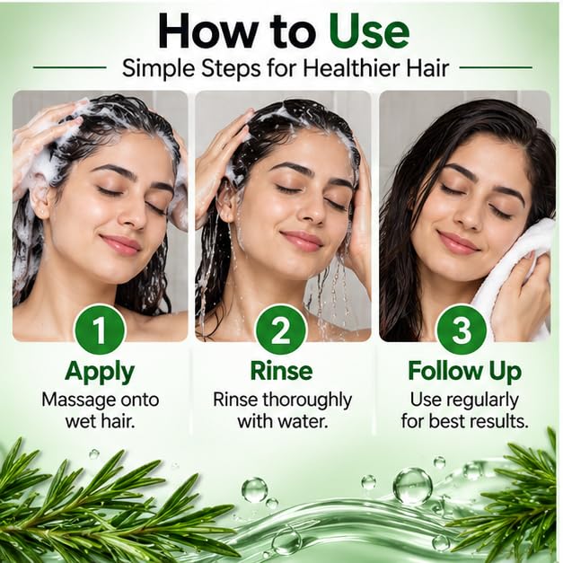Xiraya Rosemary Shampoo 200 ml with Rosemary Extract & Natural Actives for Hair and Scalp, Nourishing Strengthening Shampoo for Healthy, Stronger & Shinier-Looking Hair