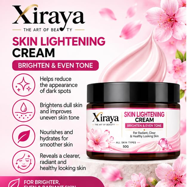 Xiraya Skin Brightening Cream for Radiant Even Looking Complexion, Helps Reduce Dark Spot Appearance, Brightens Dull-Looking Skin, Daily Face Moisturizer for All Types, 50g