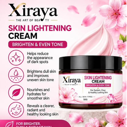 Xiraya Skin Brightening Cream for Radiant Even Looking Complexion, Helps Reduce Dark Spot Appearance, Brightens Dull-Looking Skin, Daily Face Moisturizer for All Types, 50g