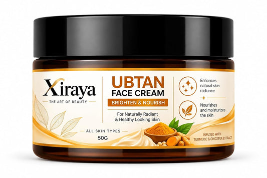 Xiraya Ubtan Face Cream with Turmeric & Chickpea Extract, Brightening Moisturizer for Radiant Even Looking Complexion, Nourishes & Hydrates, Daily Face Care for All Types, 50g