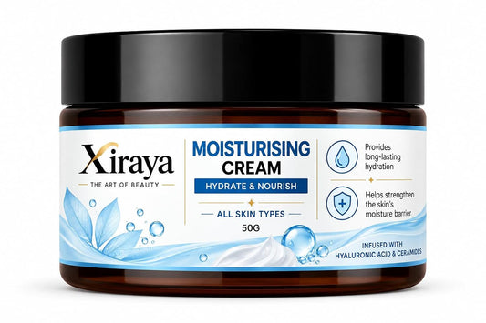 Xiraya Moisturising Cream with Hyaluronic Acid & Ceramides, Hydrating Face Moisturizer for All Types, Long-Lasting Hydration, Supports Moisture Barrier, Nourishing Daily Care, 50g