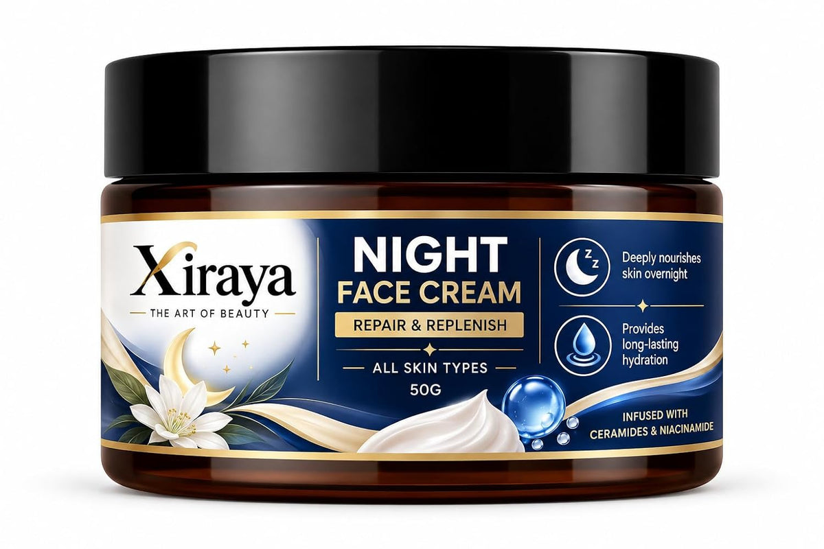 Xiraya Night Face Cream with Ceramides & Niacinamide, Overnight Moisturizer for Deep Nourishment, Long-Lasting Hydration, Supports Soft Smooth Complexion, All Types, 50g
