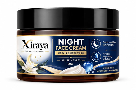 Xiraya Night Face Cream with Ceramides & Niacinamide, Overnight Moisturizer for Deep Nourishment, Long-Lasting Hydration, Supports Soft Smooth Complexion, All Types, 50g