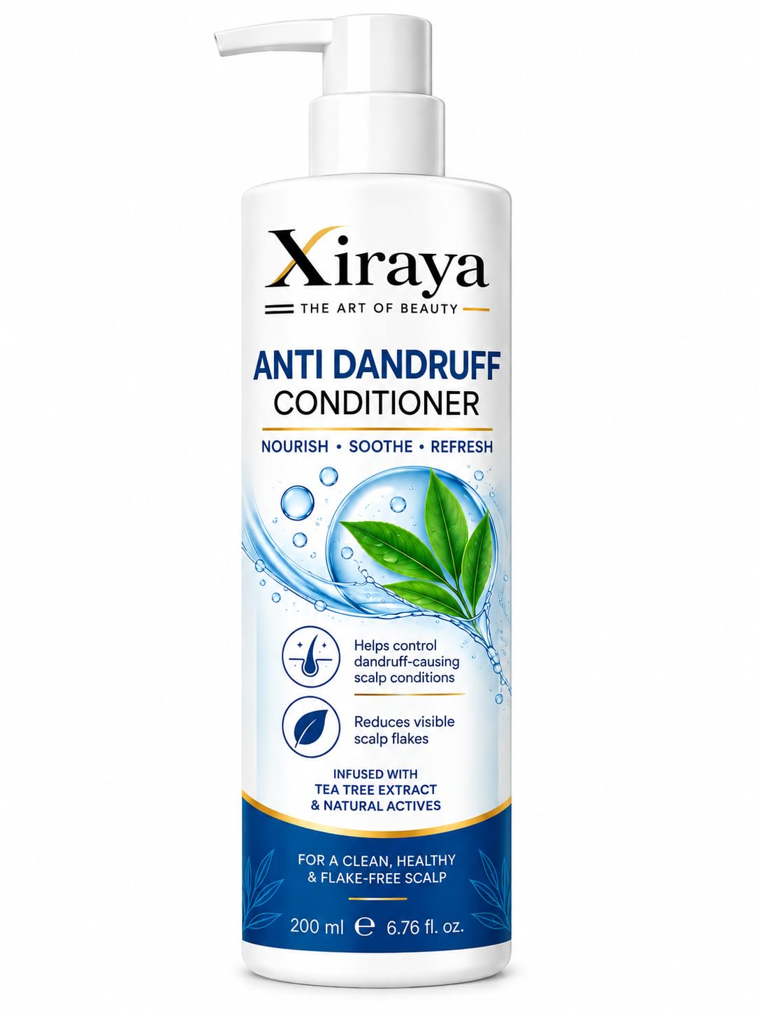 Xiraya Anti Dandruff Conditioner 200 ml with Tea Tree Extract & Natural Actives, Nourishing Scalp Conditioner for Flake Care, Smoother Hair & Fresh Scalp Feel