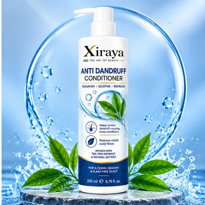 Xiraya Anti Dandruff Conditioner 200 ml with Tea Tree Extract & Natural Actives, Nourishing Scalp Conditioner for Flake Care, Smoother Hair & Fresh Scalp Feel