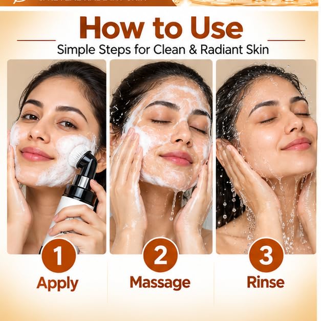 Skin Brightening Face Wash with Vitamin C & Licorice Extract for Glow & Radiance, Gentle Cleansing Face Wash for All Skin Types, 150 ml
