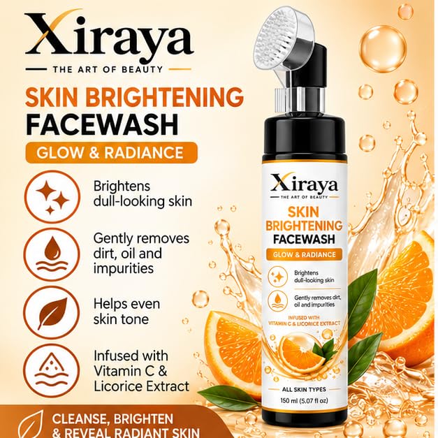 Skin Brightening Face Wash with Vitamin C & Licorice Extract for Glow & Radiance, Gentle Cleansing Face Wash for All Skin Types, 150 ml