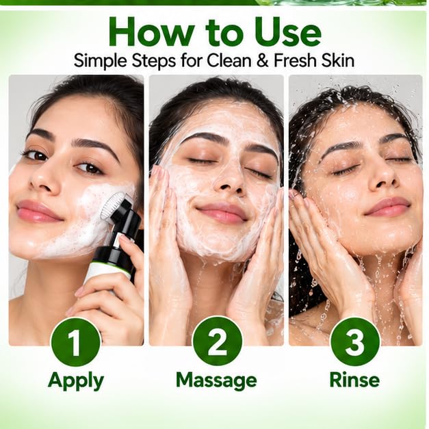 Xiraya Green Tea Face Wash with Green Tea Extract, Refreshing & Purifying Facial Cleanser for All Skin Types, Gently Cleanses Dirt, Oil & Impurities, 150 ml