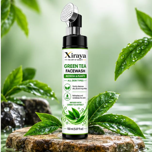 Xiraya Green Tea Face Wash with Green Tea Extract, Refreshing & Purifying Facial Cleanser for All Skin Types, Gently Cleanses Dirt, Oil & Impurities, 150 ml