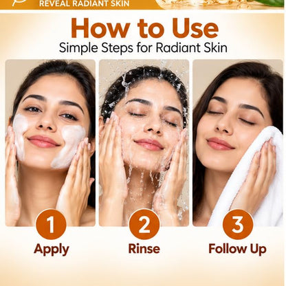Skin Brightening Face Wash with Vitamin C & Licorice Extract for Glow & Radiance, Gentle Cleansing Face Wash for All Skin Types, 100 ml