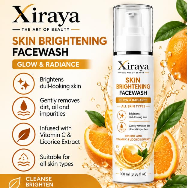 Skin Brightening Face Wash with Vitamin C & Licorice Extract for Glow & Radiance, Gentle Cleansing Face Wash for All Skin Types, 100 ml