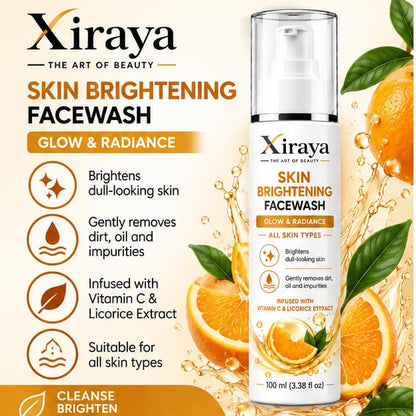 Skin Brightening Face Wash with Vitamin C & Licorice Extract for Glow & Radiance, Gentle Cleansing Face Wash for All Skin Types, 100 ml
