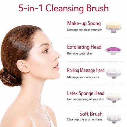 Facial Cleansing Brush & Portable Electric Massager with  Skin Care and Acne Tools