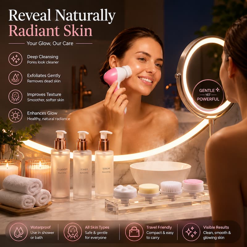 Facial Cleansing Brush & Portable Electric Massager with  Skin Care and Acne Tools