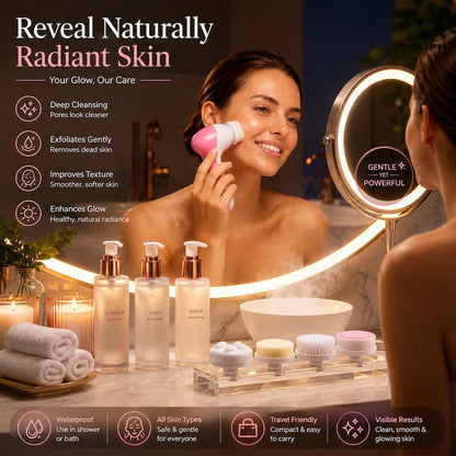 Facial Cleansing Brush & Portable Electric Massager with  Skin Care and Acne Tools