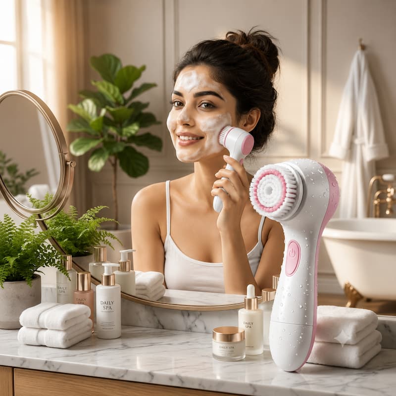 Facial Cleansing Brush & Portable Electric Massager with  Skin Care and Acne Tools
