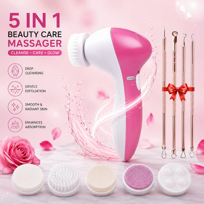 Facial Cleansing Brush & Portable Electric Massager with  Skin Care and Acne Tools