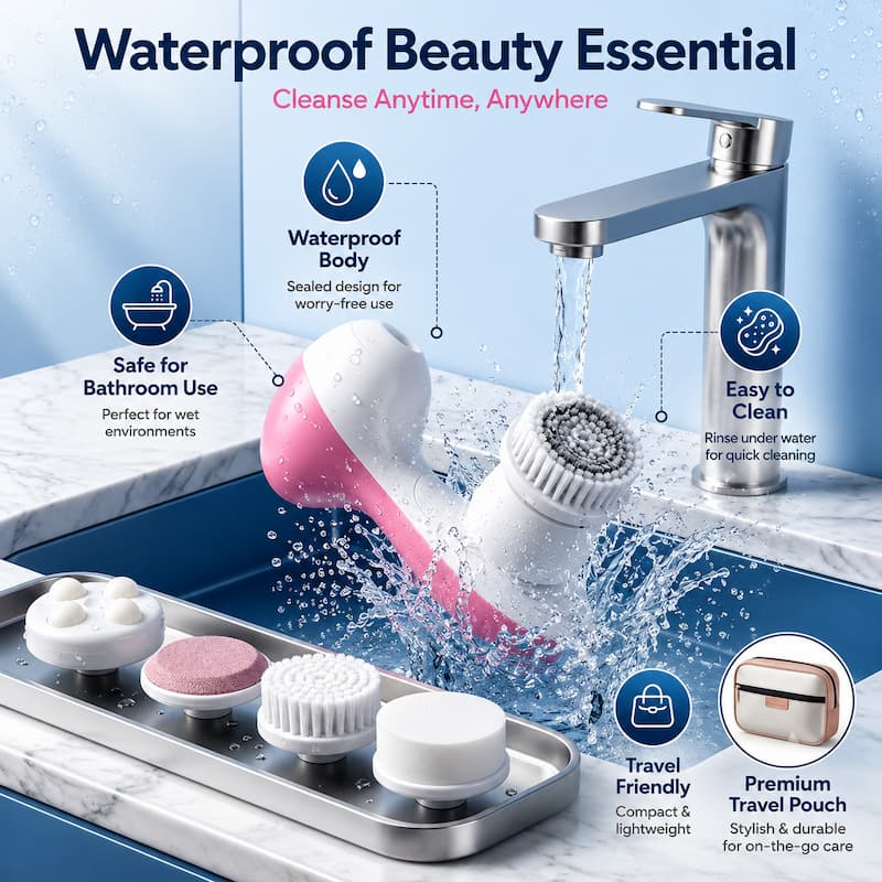 Facial Cleansing Brush & Portable Electric Massager with  Skin Care and Acne Tools