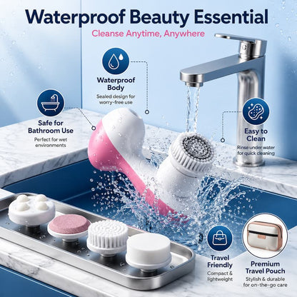 Facial Cleansing Brush & Portable Electric Massager with  Skin Care and Acne Tools